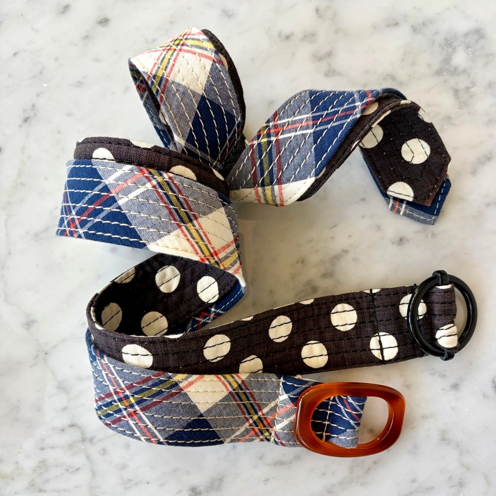 J Crew set of 2 fabric belts, plaid & polka dots, adjustable, S/M - Picture 10 of 10